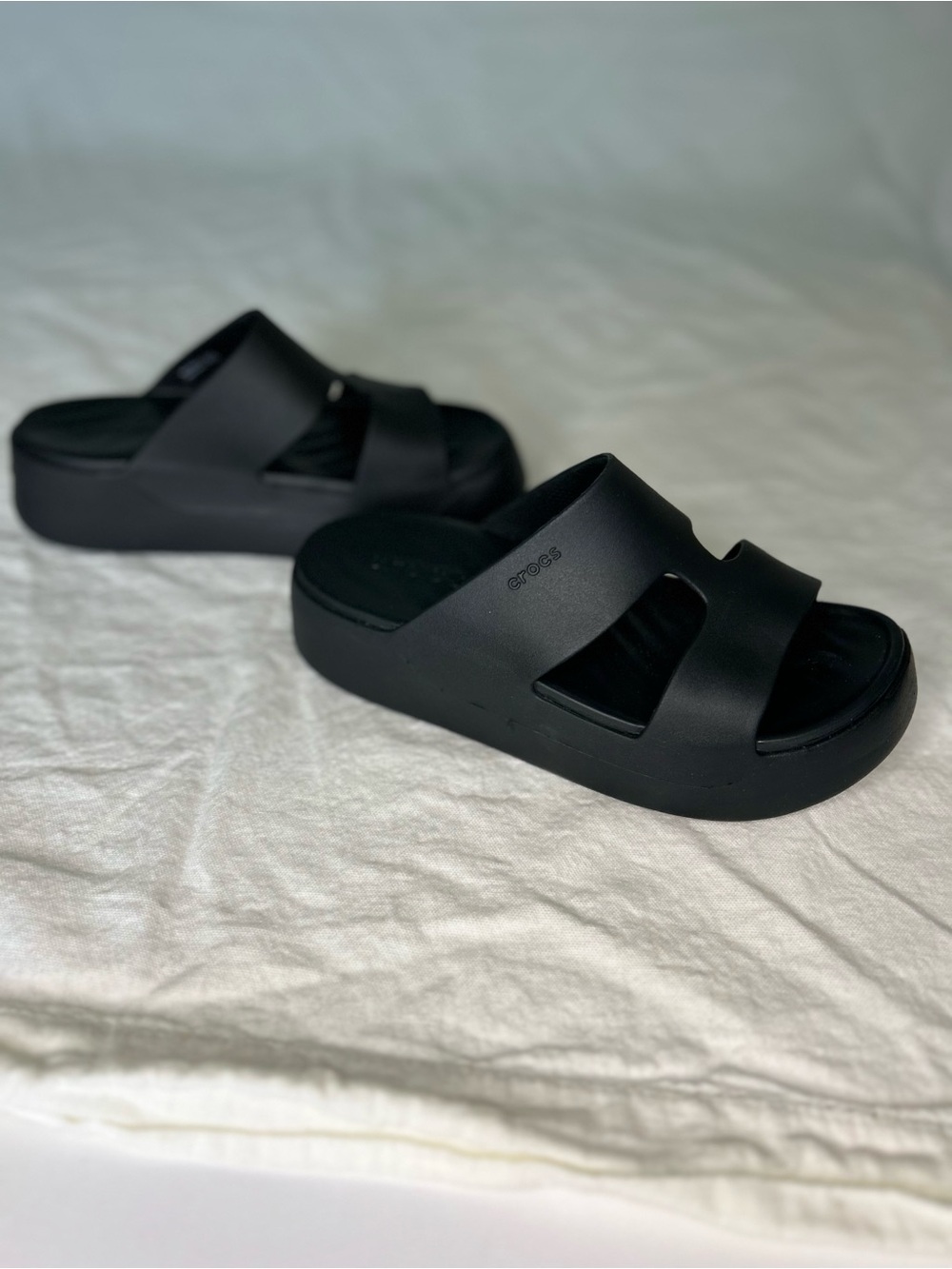 Crocs Getaway Black Platform Slide Sandals H Strap Size 5 New W/O tags